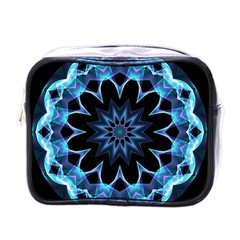 Crystal Star, Abstract Glowing Blue Mandala Mini Travel Toiletry Bag (one Side) by DianeClancy