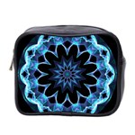 Crystal Star, Abstract Glowing Blue Mandala Mini Travel Toiletry Bag (Two Sides) Front