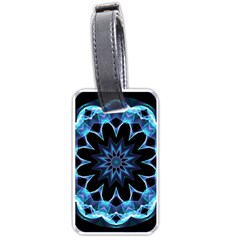 Crystal Star, Abstract Glowing Blue Mandala Luggage Tag (one Side) by DianeClancy