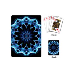 Crystal Star, Abstract Glowing Blue Mandala Playing Cards (mini) by DianeClancy