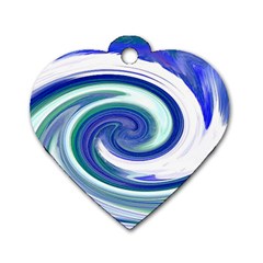 Abstract Waves Dog Tag Heart (one Sided) 