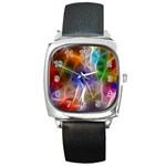 Fractal Fantasy Square Leather Watch Front