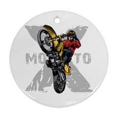 Moto X Wheelie Round Ornament (two Sides) by MegaSportsFan