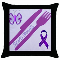 Send Spoons Black Throw Pillow Case by FunWithFibro