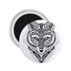 Ornate Foxy Wolf 2 25  Button Magnet