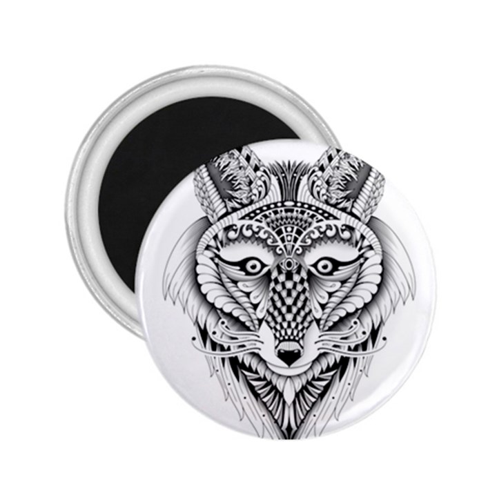 Ornate Foxy Wolf 2.25  Button Magnet