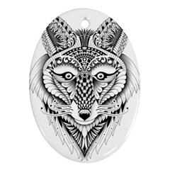 Ornate Foxy Wolf Oval Ornament