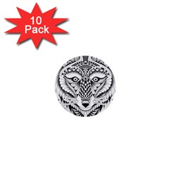 Ornate Foxy Wolf 1  Mini Button (10 Pack) by Zandiepants