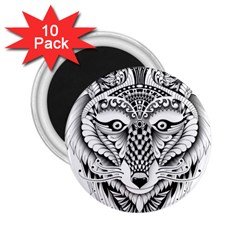 Ornate Foxy Wolf 2 25  Button Magnet (10 Pack)