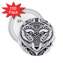 Ornate Foxy Wolf 2 25  Button (100 Pack) by Zandiepants