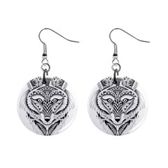 Ornate Foxy Wolf Mini Button Earrings