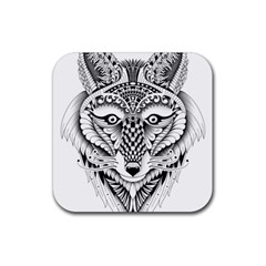 Ornate Foxy Wolf Drink Coaster (square)