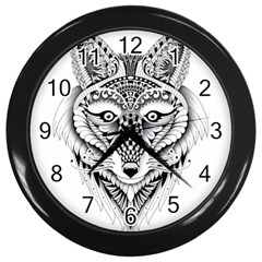 Ornate Foxy Wolf Wall Clock (black)