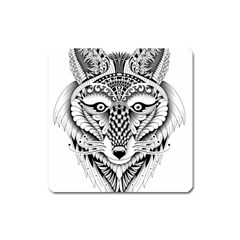 Ornate Foxy Wolf Magnet (square) by Zandiepants