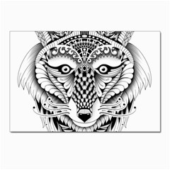 Ornate Foxy Wolf Postcards 5  X 7  (10 Pack) by Zandiepants