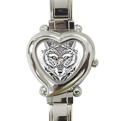 Ornate Foxy Wolf Heart Italian Charm Watch  by Zandiepants