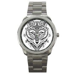 Ornate Foxy Wolf Sport Metal Watch