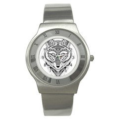 Ornate Foxy Wolf Stainless Steel Watch (slim) by Zandiepants