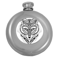 Ornate Foxy Wolf Hip Flask (round)