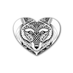 Ornate Foxy Wolf Drink Coasters 4 Pack (heart)  by Zandiepants