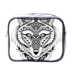 Ornate Foxy Wolf Mini Travel Toiletry Bag (one Side)