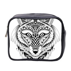 Ornate Foxy Wolf Mini Travel Toiletry Bag (two Sides)