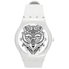 Ornate Foxy Wolf Plastic Sport Watch (medium)