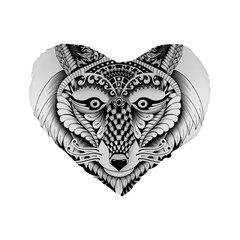 Ornate Foxy Wolf 16  Premium Heart Shape Cushion  by Zandiepants