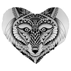 Ornate Foxy Wolf 19  Premium Heart Shape Cushion