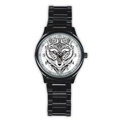 Ornate Foxy Wolf Sport Metal Watch (black)