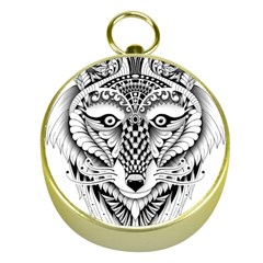 Ornate Foxy Wolf Gold Compass by Zandiepants