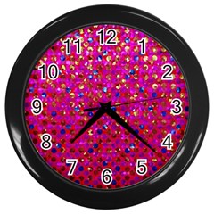 Polka Dot Sparkley Jewels 1 Wall Clock (black) by MedusArt