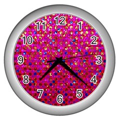 Polka Dot Sparkley Jewels 1 Wall Clock (silver) by MedusArt