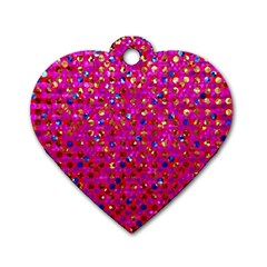 Polka Dot Sparkley Jewels 1 Dog Tag Heart (one Sided)  by MedusArt