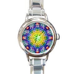 Psychedelic Abstract Round Italian Charm Watch