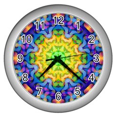 Psychedelic Abstract Wall Clock (silver) by Colorfulplayground