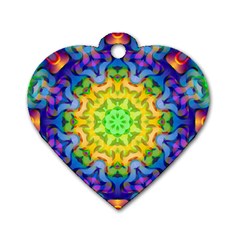 Psychedelic Abstract Dog Tag Heart (one Sided)  by Colorfulplayground