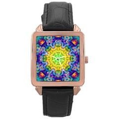 Psychedelic Abstract Rose Gold Leather Watch 