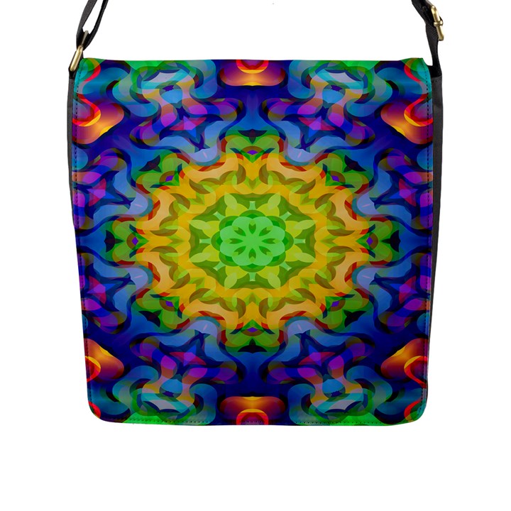 Psychedelic Abstract Flap Closure Messenger Bag (Large)