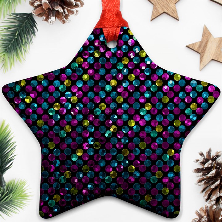 Polka Dot Sparkley Jewels 2 Star Ornament