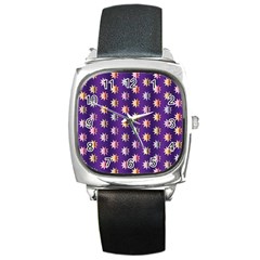 Flare Polka Dots Square Leather Watch by Colorfulplayground