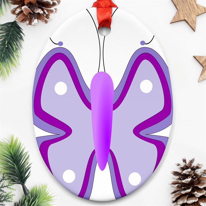 Cute Awareness Butterfly Oval Ornament