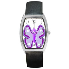 Cute Awareness Butterfly Tonneau Leather Watch by FunWithFibro