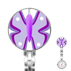 Cute Awareness Butterfly Stainless Steel Nurses Watch by FunWithFibro