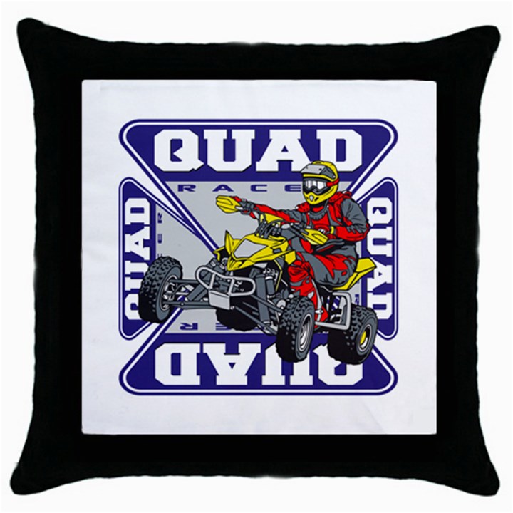 Quad Racer Throw Pillow Case (Black)