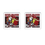 Give Blood Play Soccer Cufflinks (Square) Front(Pair)