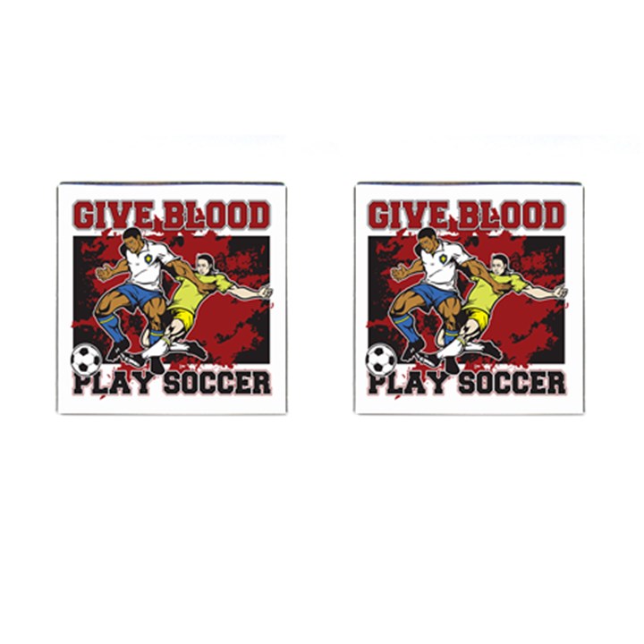 Give Blood Play Soccer Cufflinks (Square)