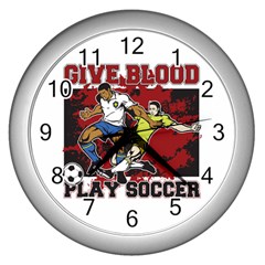 Give Blood Play Soccer Wall Clock (silver) by MegaSportsFan