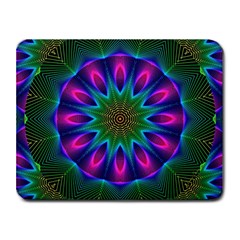 Star Of Leaves, Abstract Magenta Green Forest Small Mouse Pad (rectangle) by DianeClancy