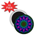 Star Of Leaves, Abstract Magenta Green Forest 1.75  Button Magnet (10 pack) Front